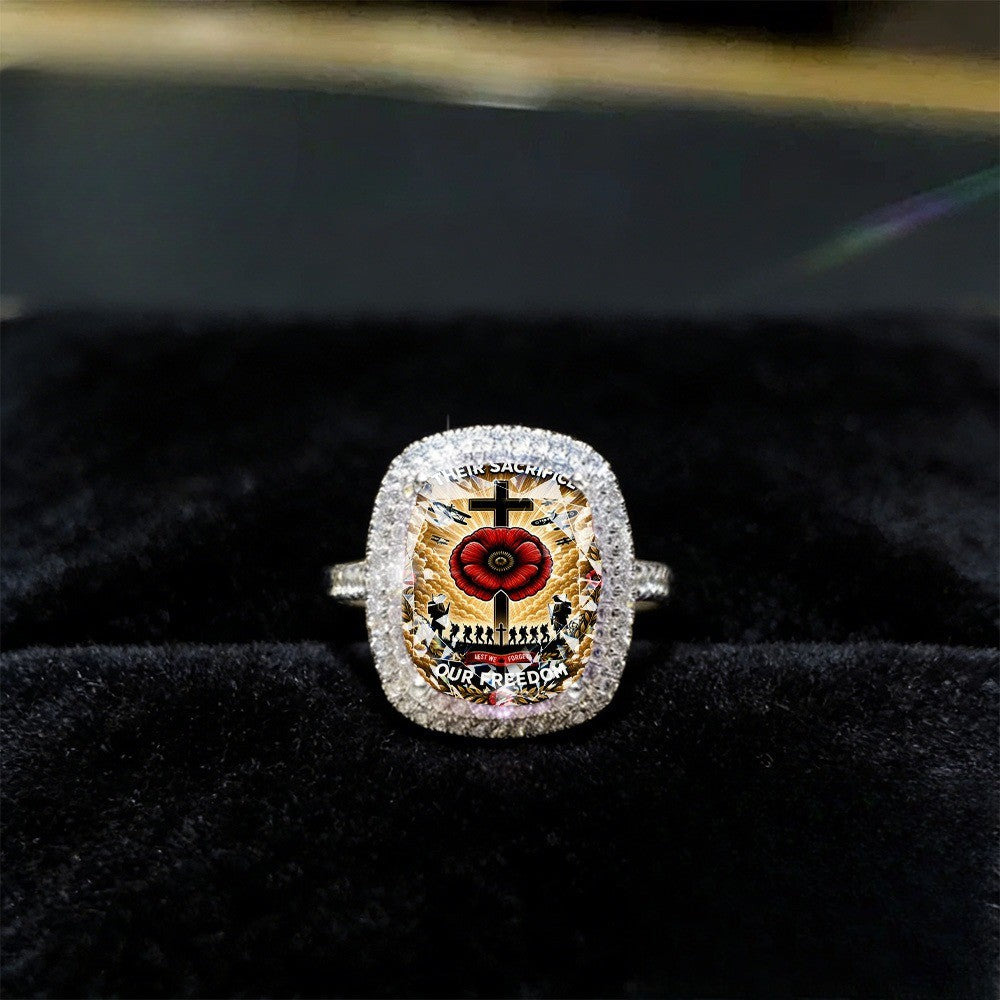 Remembrance Poppy Statement Ring