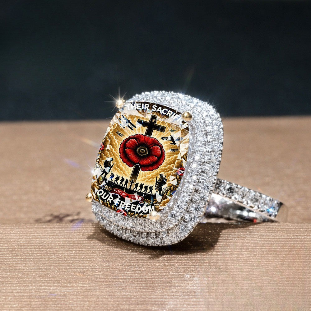 Remembrance Poppy Statement Ring