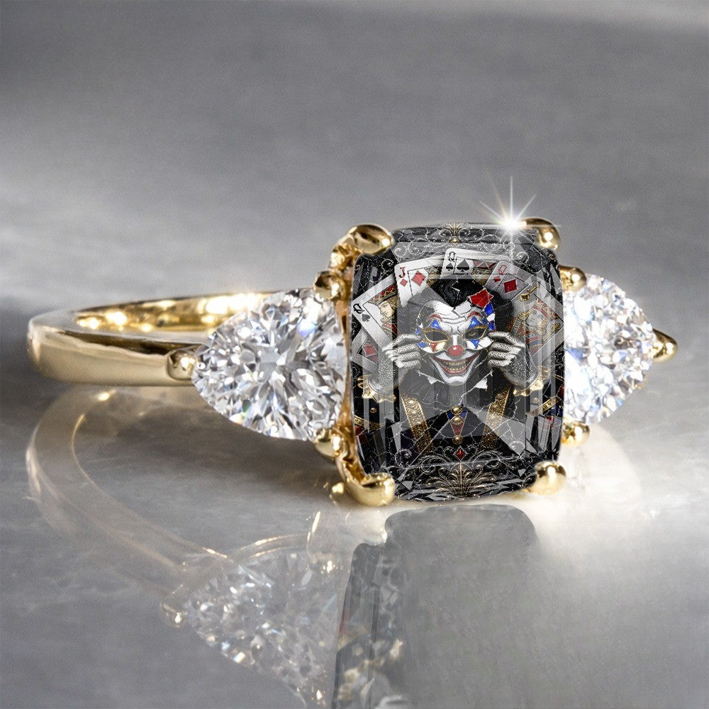 Jester Card Three-Stone Ring