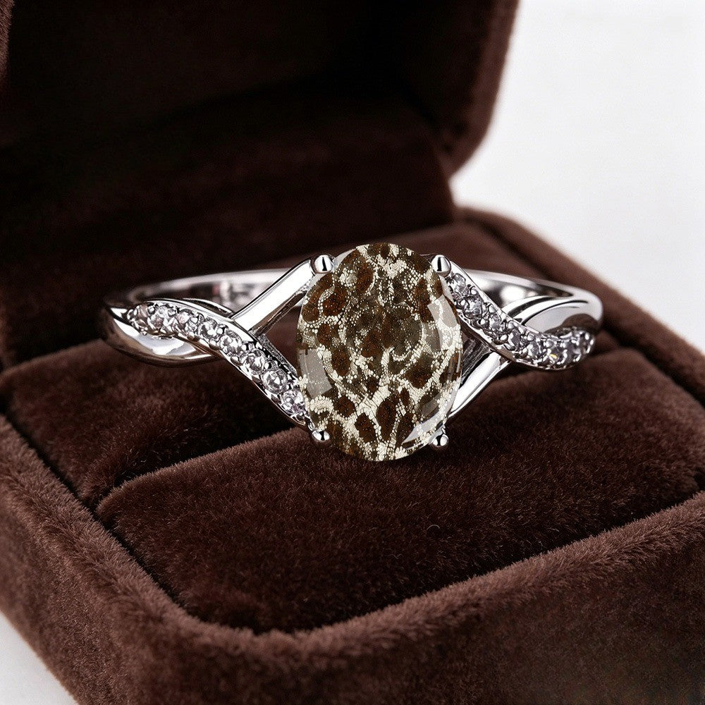 Brown Lace Oval Ring