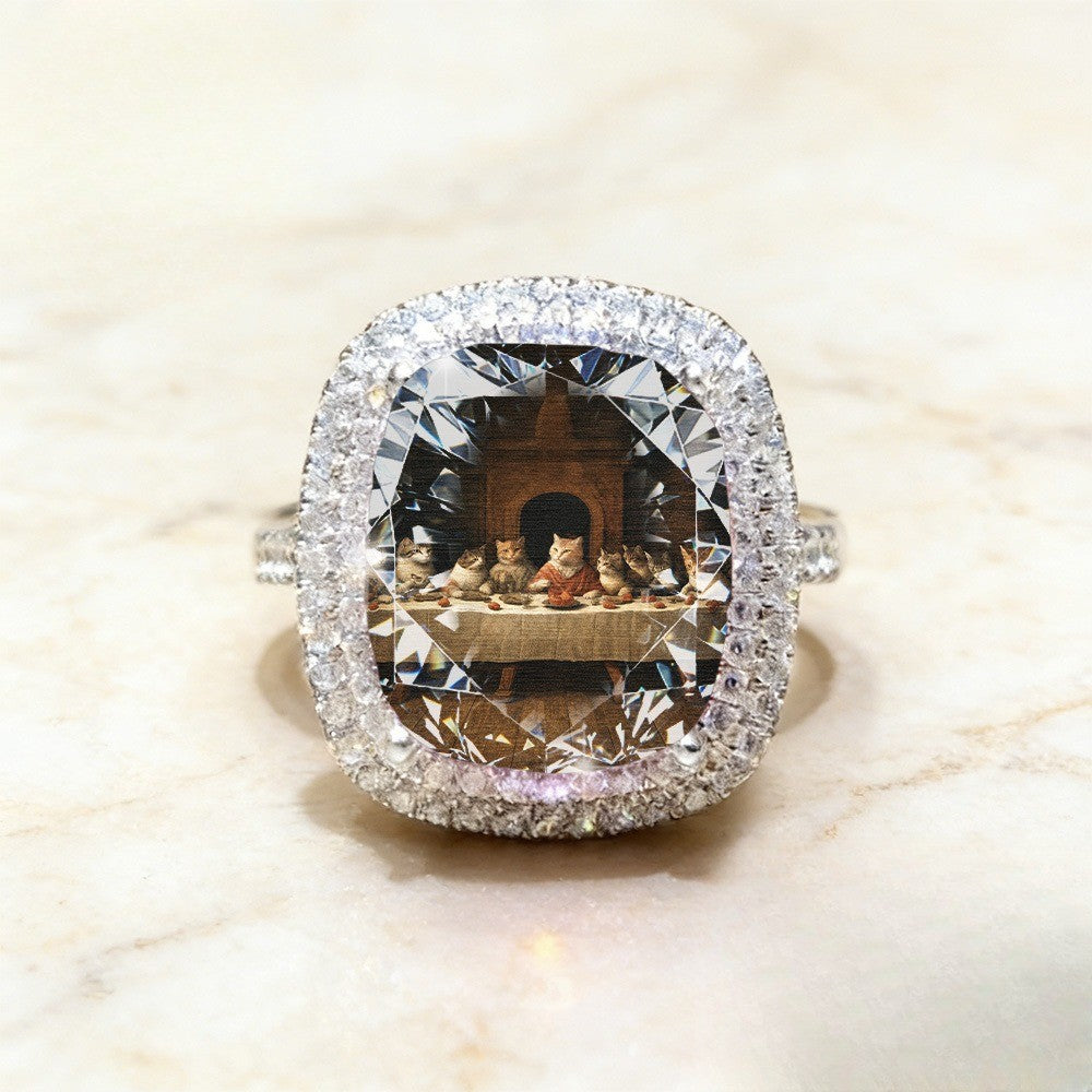 Cat's Last Supper Statement Ring