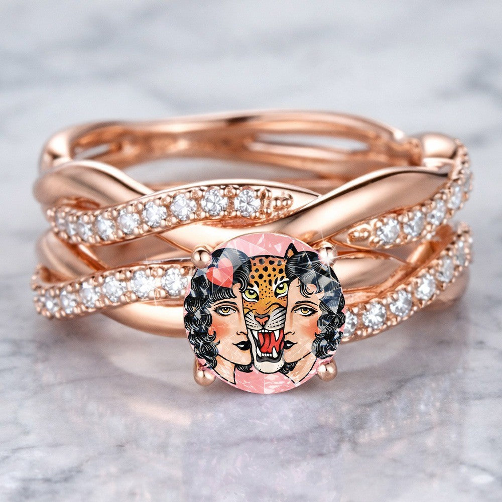 Leopard Portrait Split Band Ring