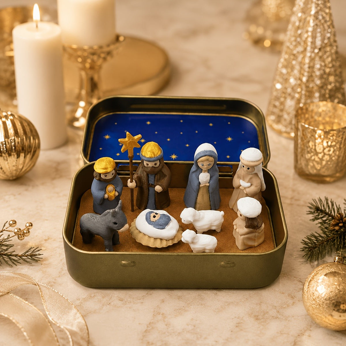 Miniature Nativity Scene Box