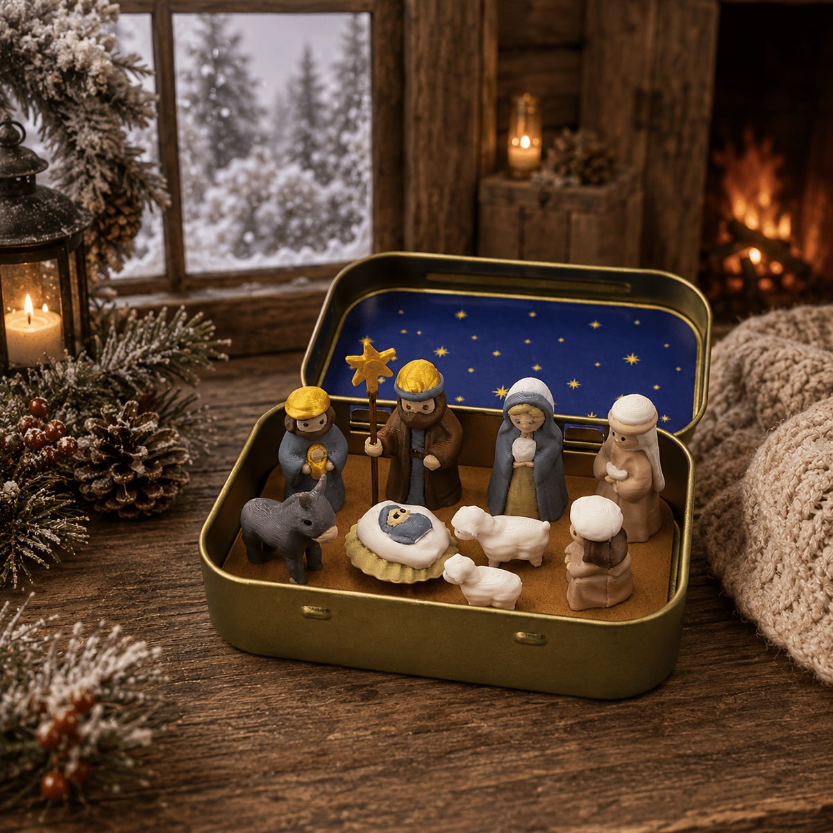 Miniature Nativity Scene Box