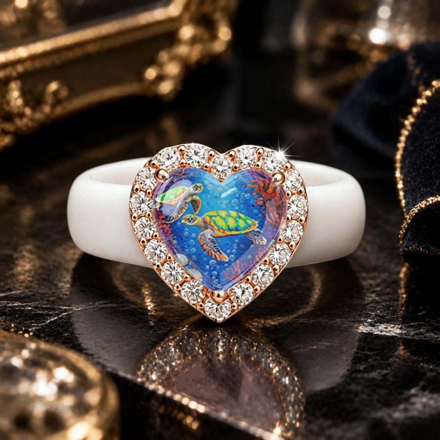 Sea Turtle Heart Ring