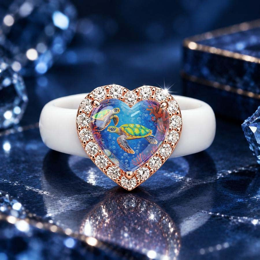 Sea Turtle Heart Ring