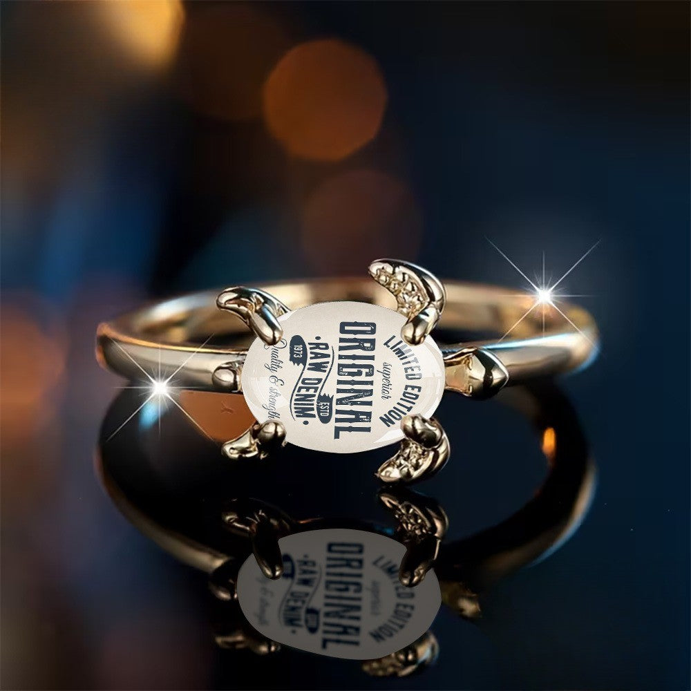 Denim Label Turtle Ring