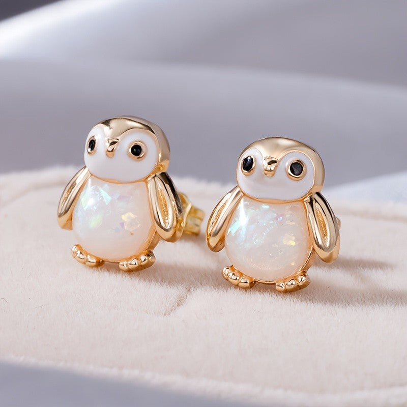 Opal Penguin Stud Earrings
