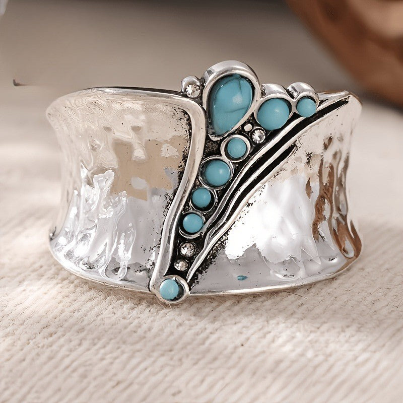 Hammered Turquoise Statement Ring