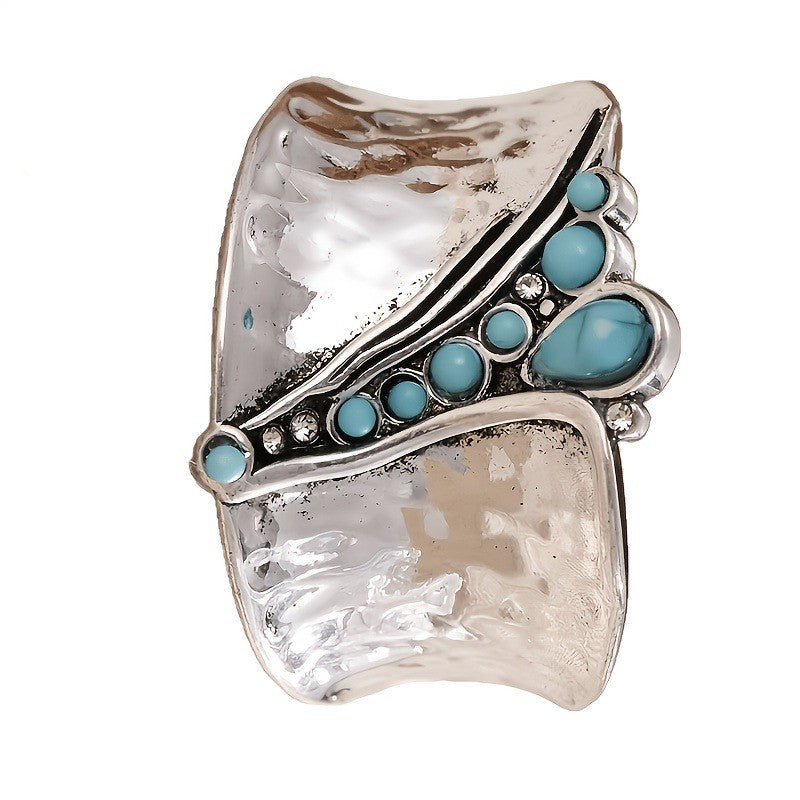 Hammered Turquoise Statement Ring