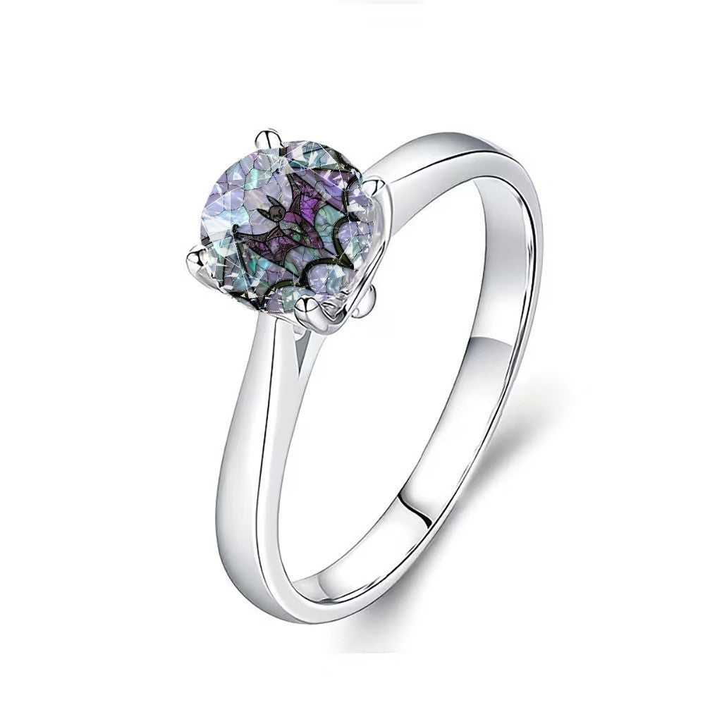 Purple Bat Glass Ring