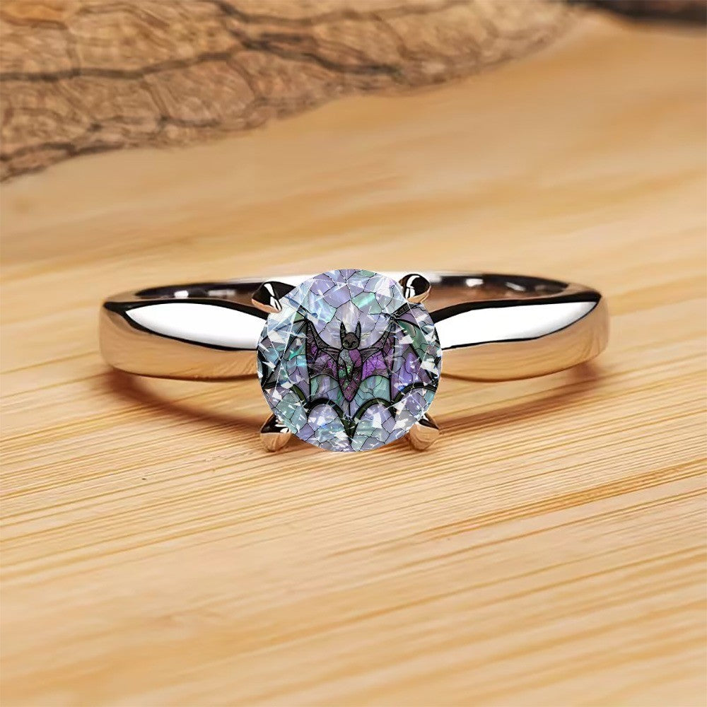 Purple Bat Glass Ring