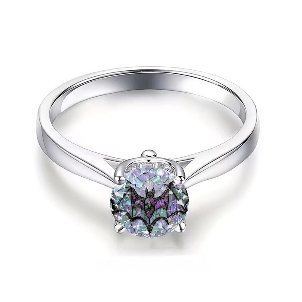 Purple Bat Glass Ring