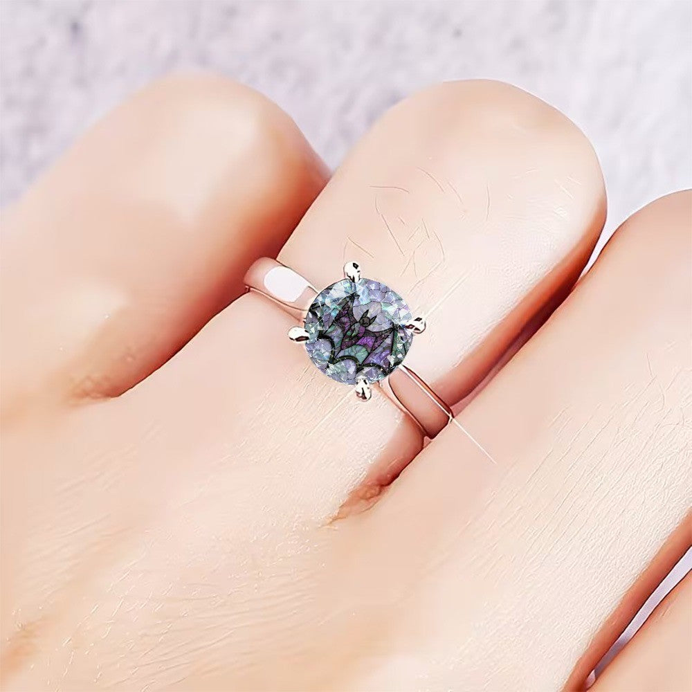 Purple Bat Glass Ring