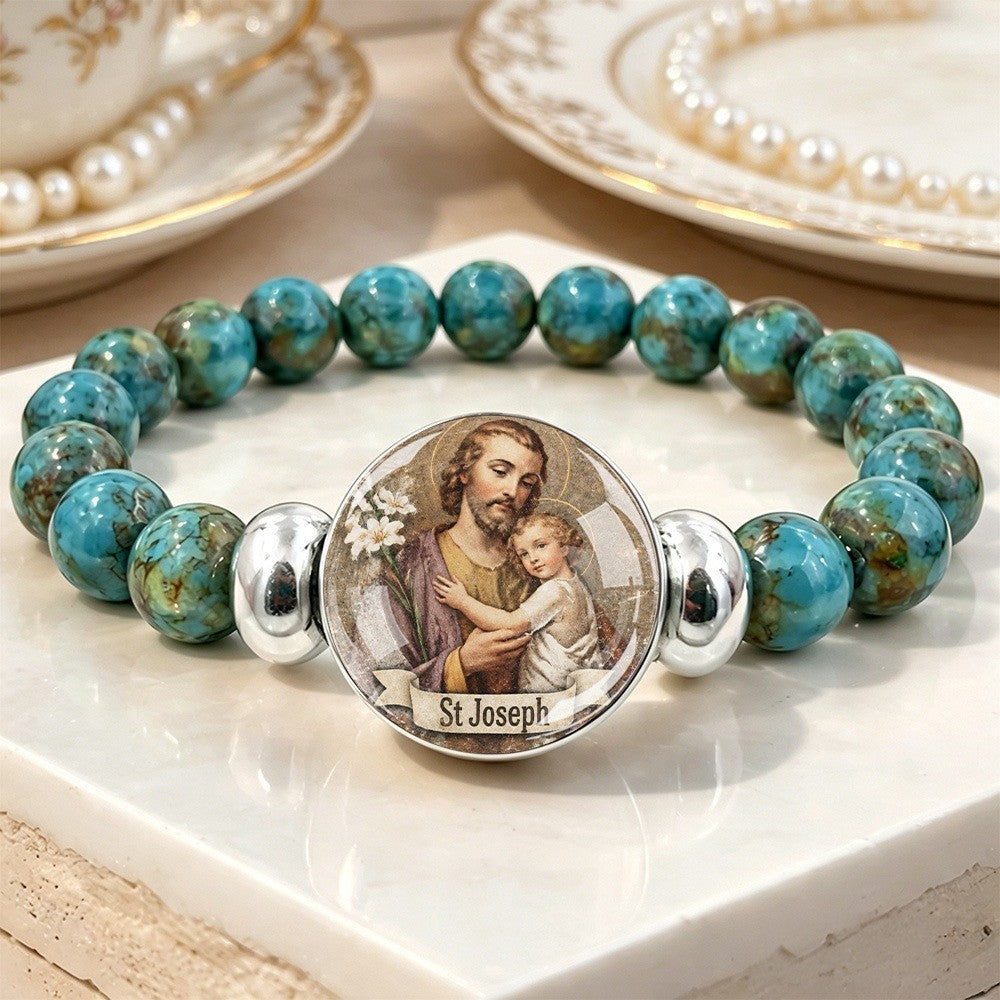 St Joseph & Lilies Bead Bracelet