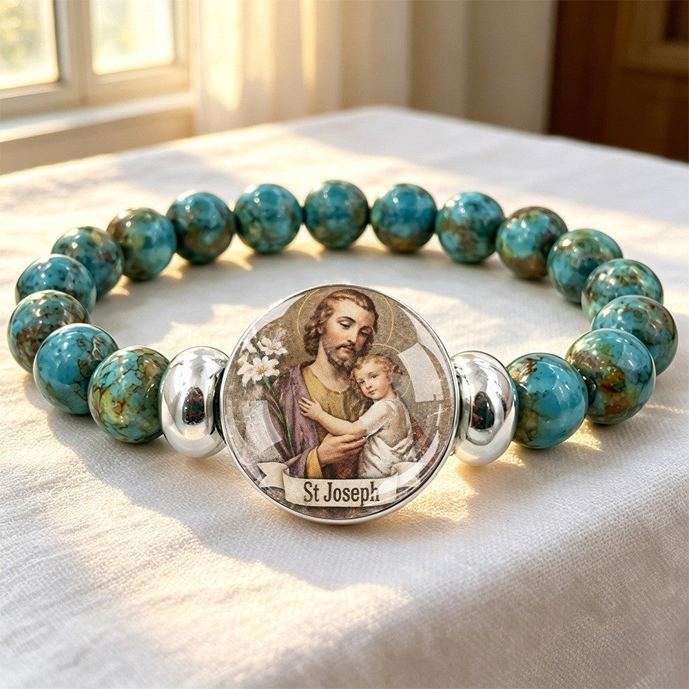 St Joseph & Lilies Bead Bracelet