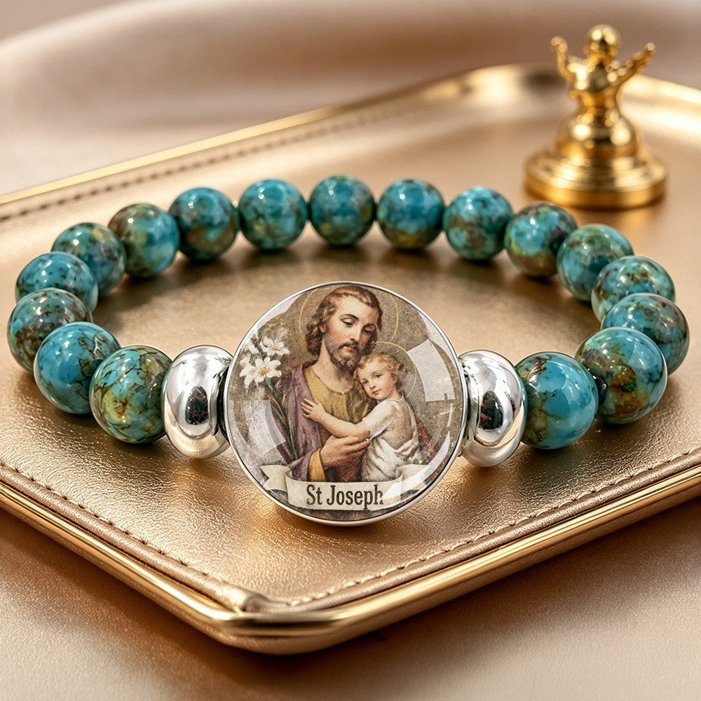 St Joseph & Lilies Bead Bracelet