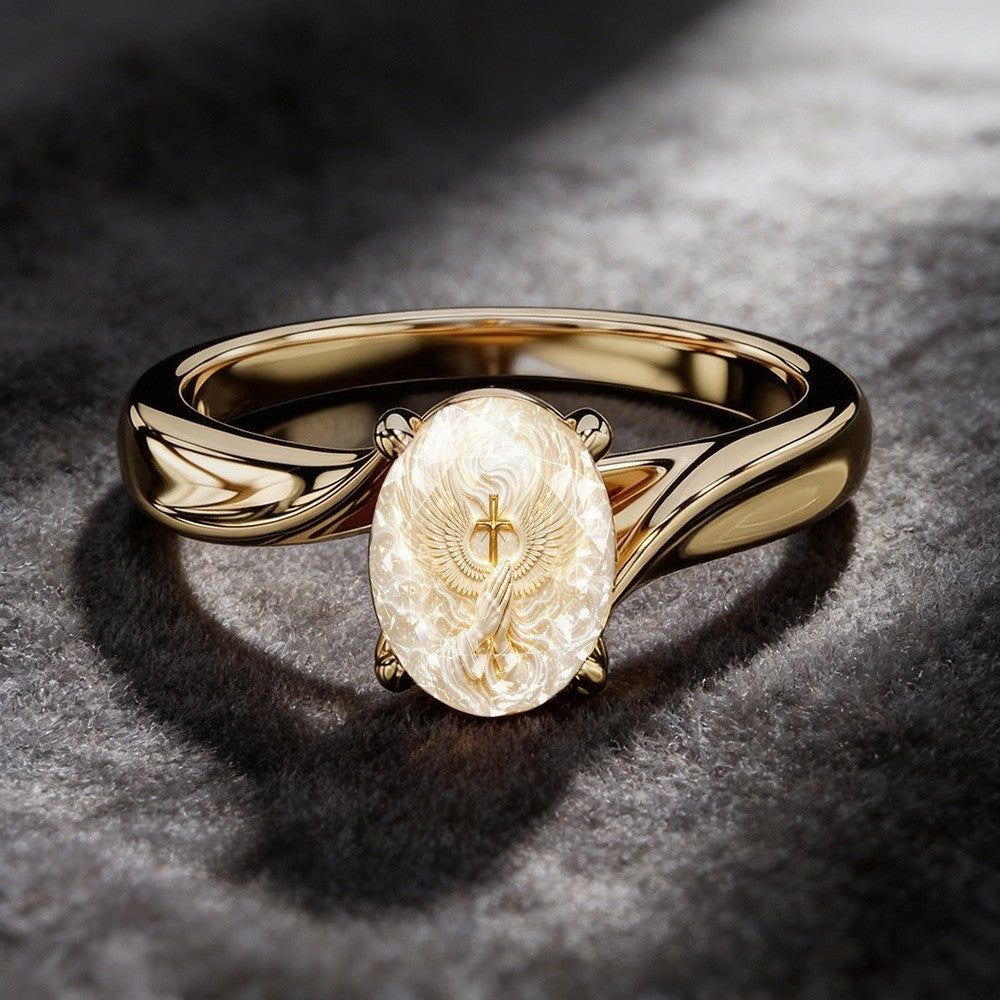 Praying Hands Oval Ring