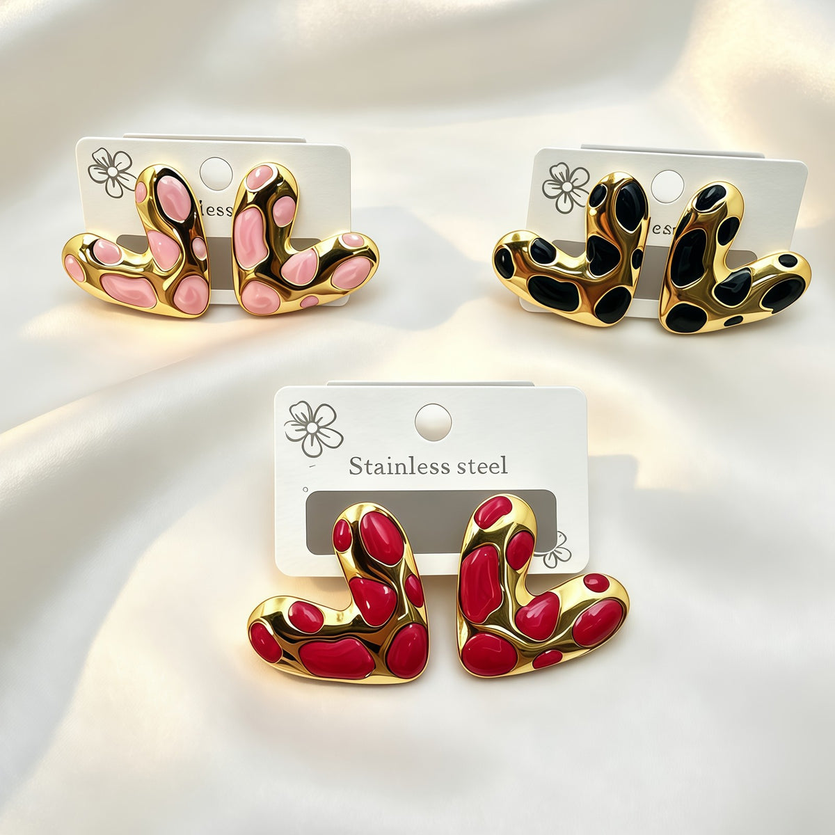 Abstract Heart Stud Earrings