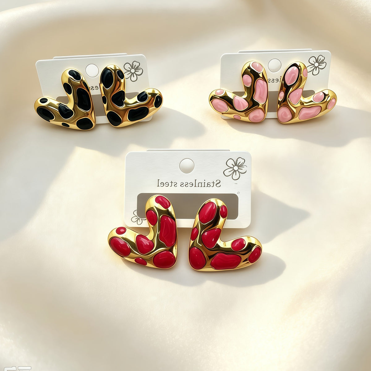 Abstract Heart Stud Earrings