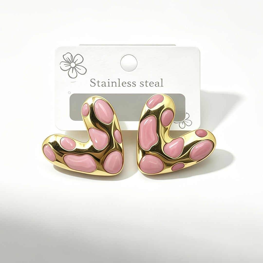 Abstract Heart Stud Earrings