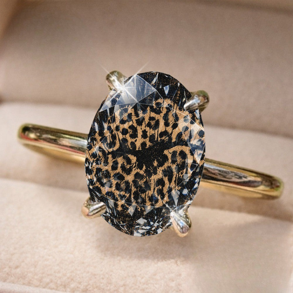 Minimalist Leopard Print Oval Ring