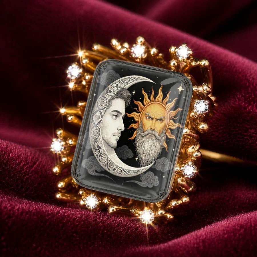 Sun & Moon Portrait Square Ring