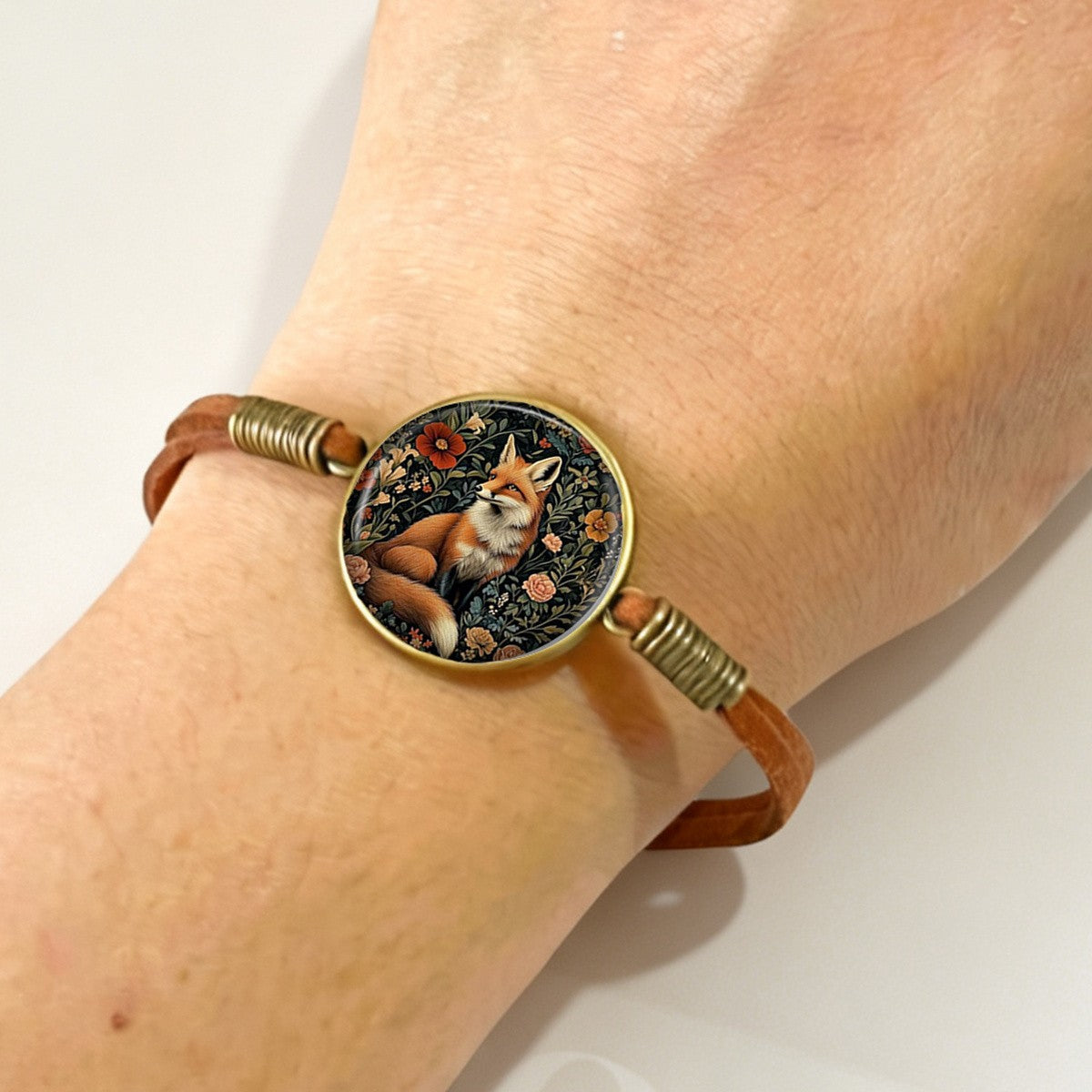 Floral Fox Cabochon Bracelet