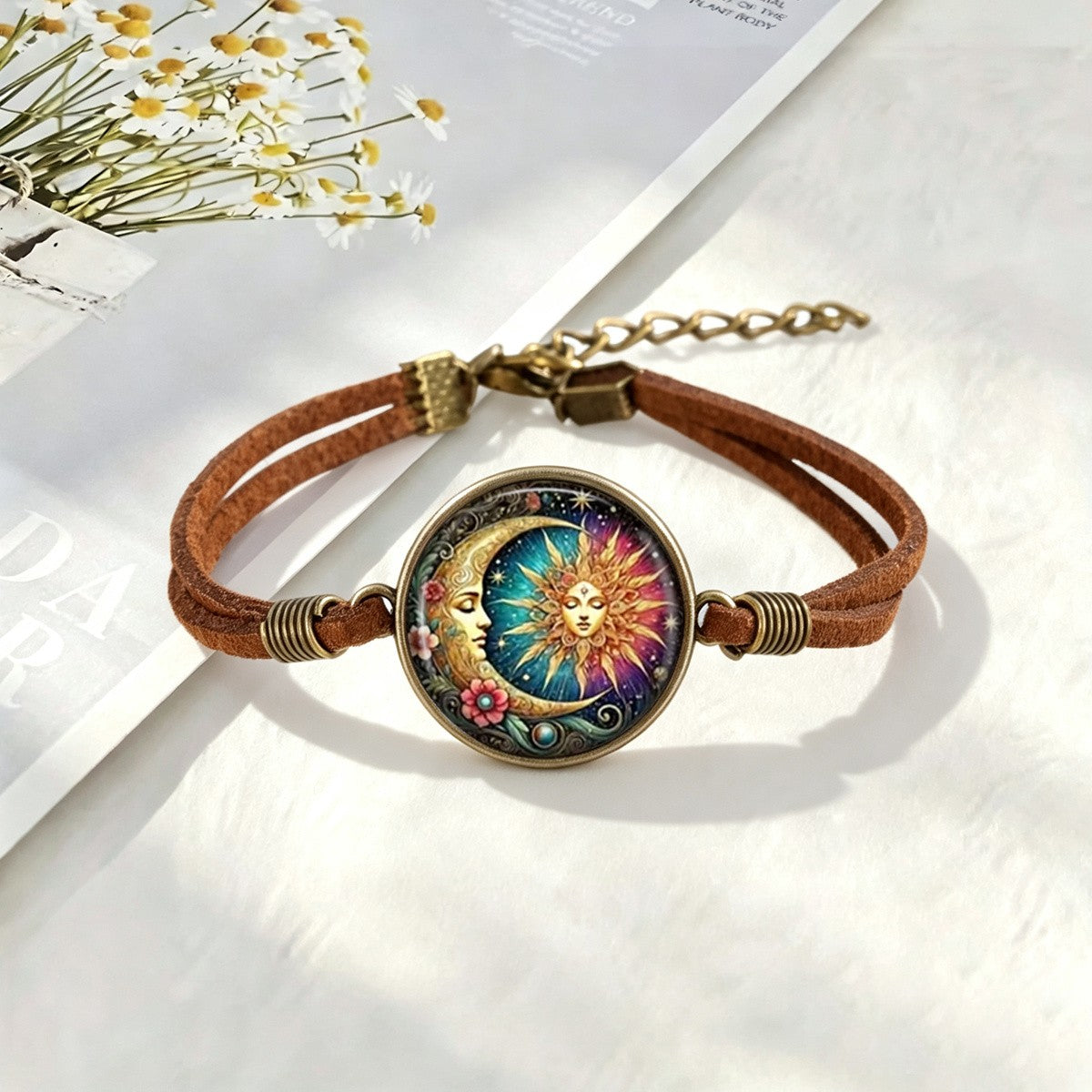 Sun & Moon Glass Cabochon Bracelet