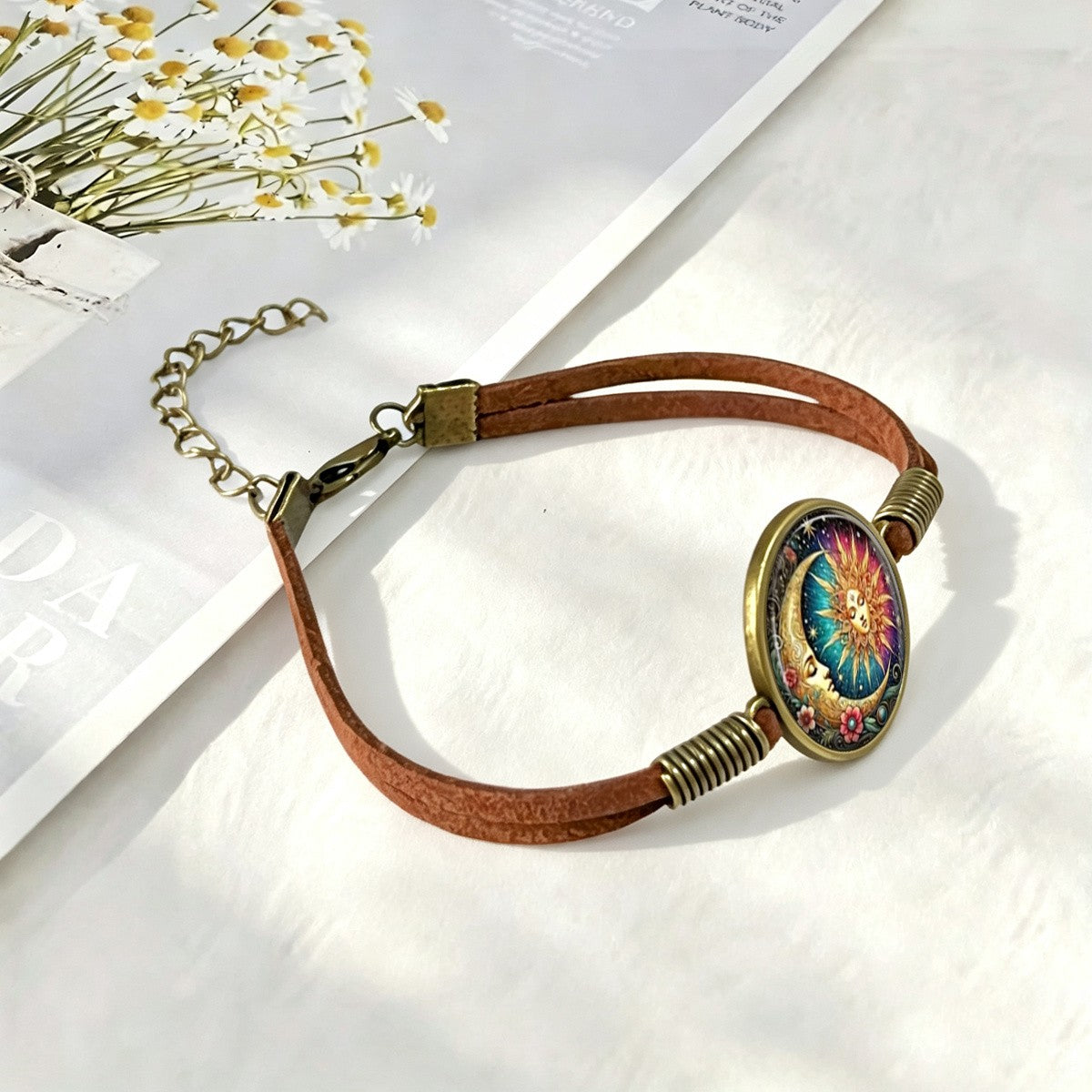 Sun & Moon Glass Cabochon Bracelet