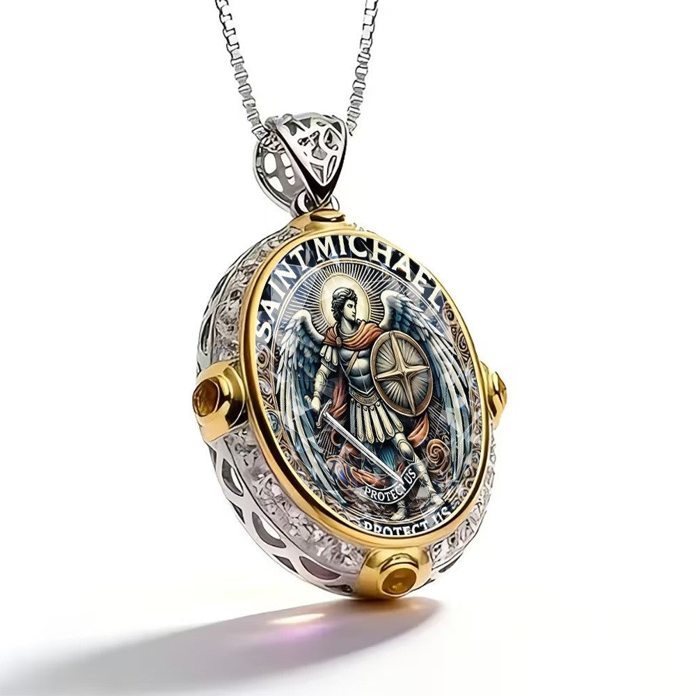 Archangel Oval Pendant Necklace