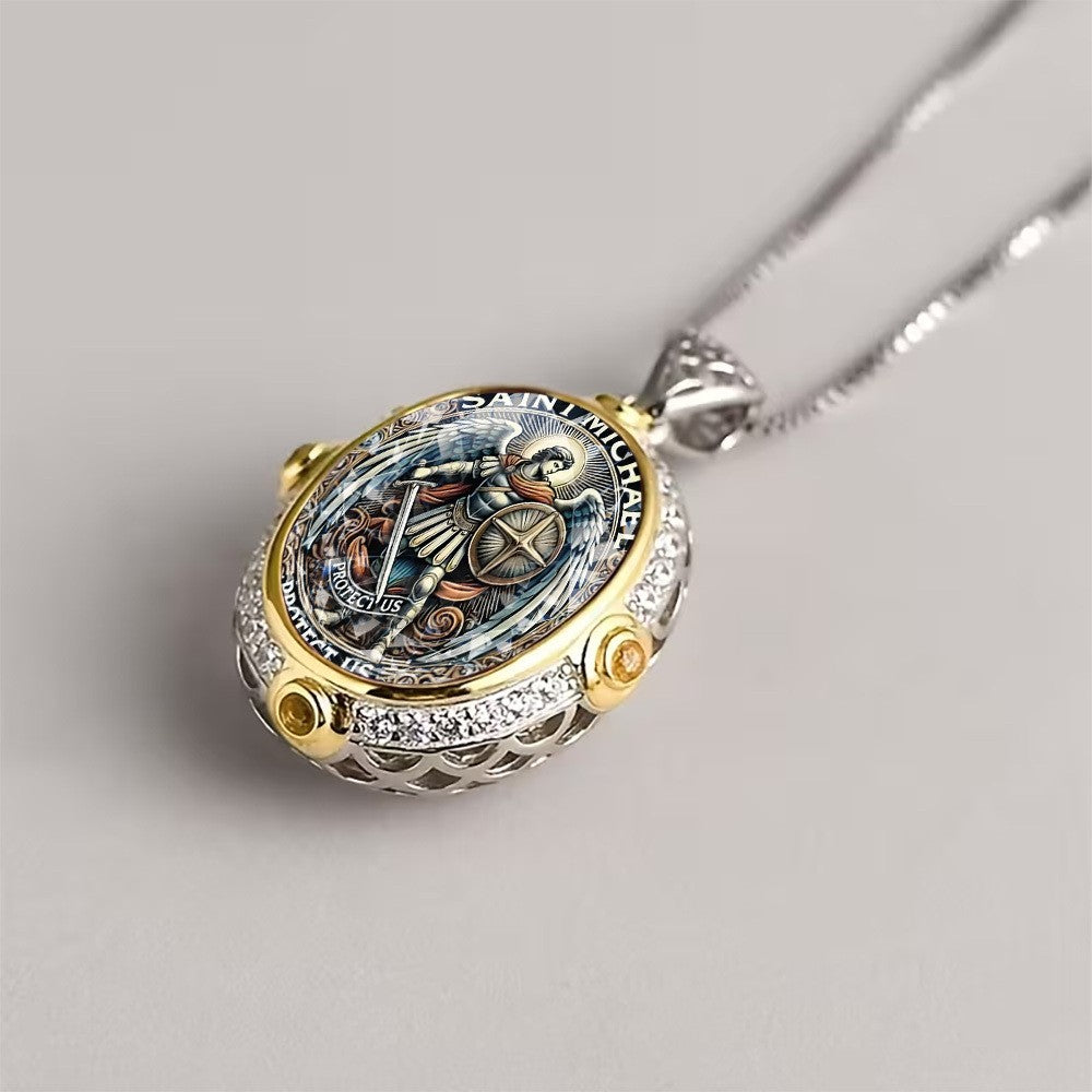 Archangel Oval Pendant Necklace