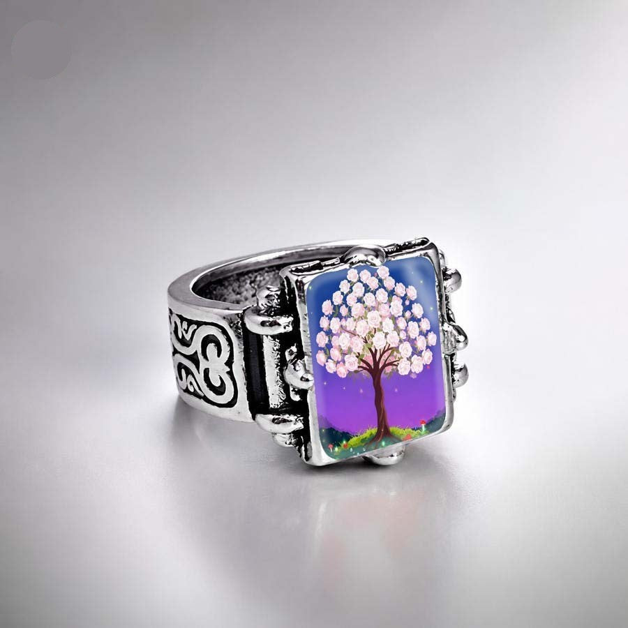 Pink Blossom Tree Square Ring