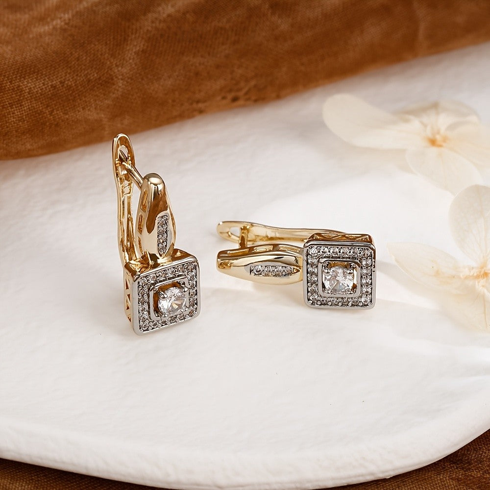Square Halo Crystal Earring & Ring Set