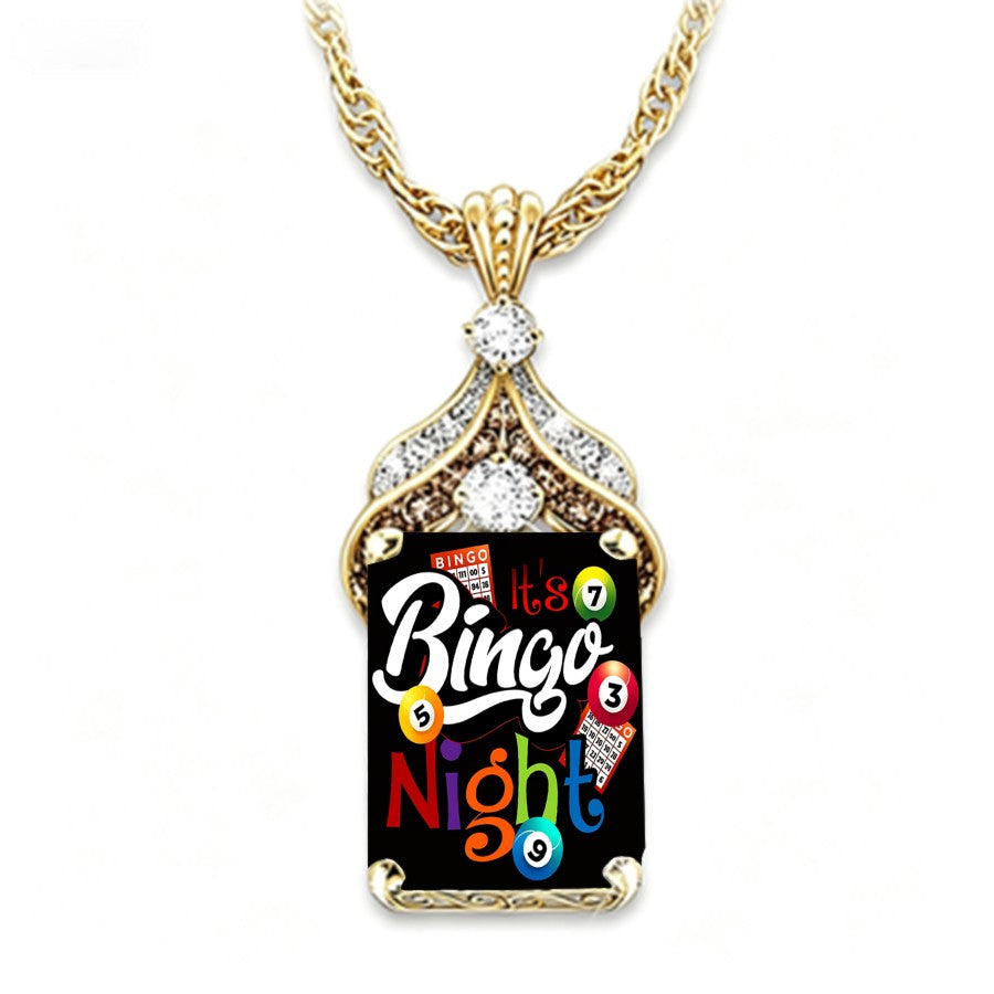 Bingo Night Square Pendant Necklace