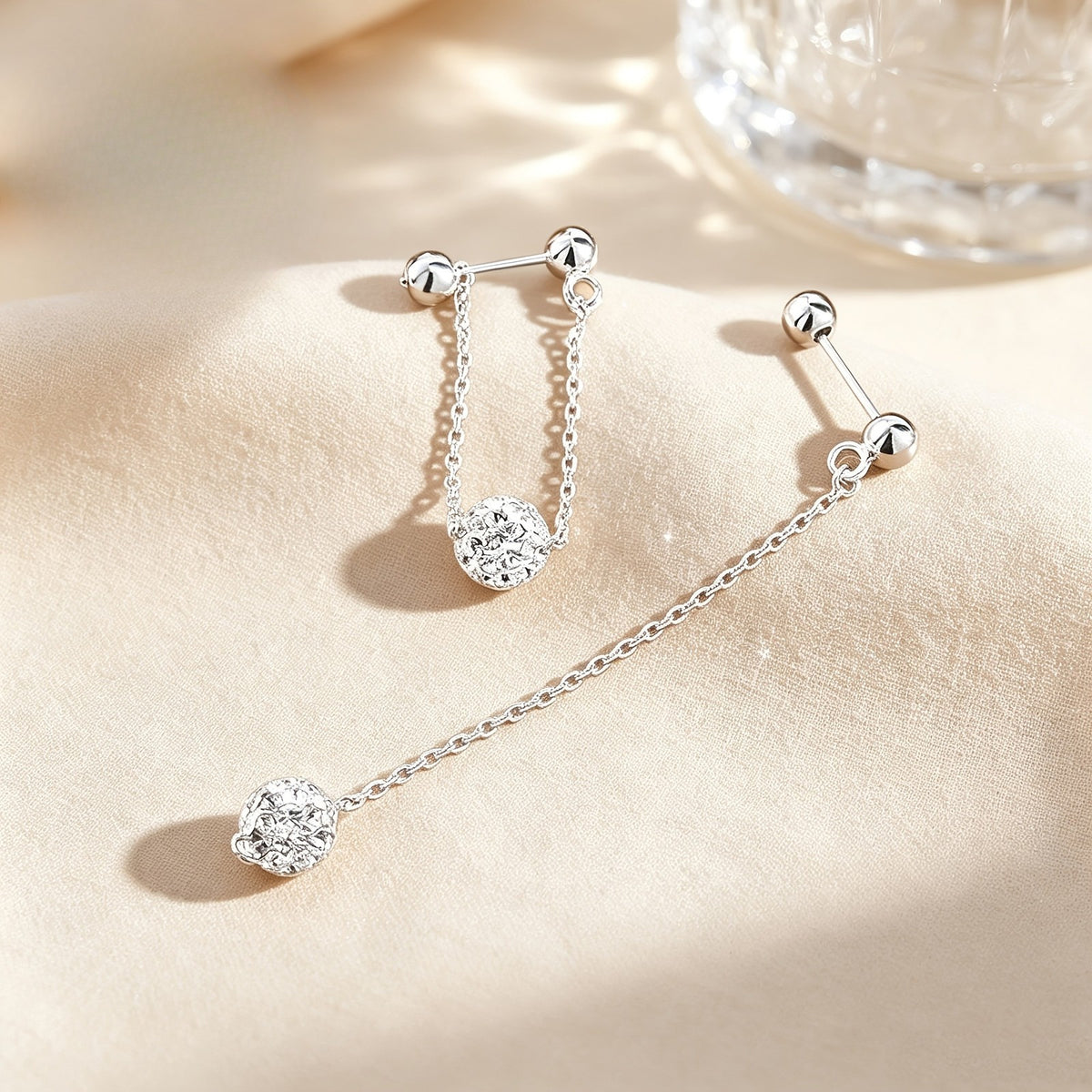 Crystal Ball Chain Drop Earrings