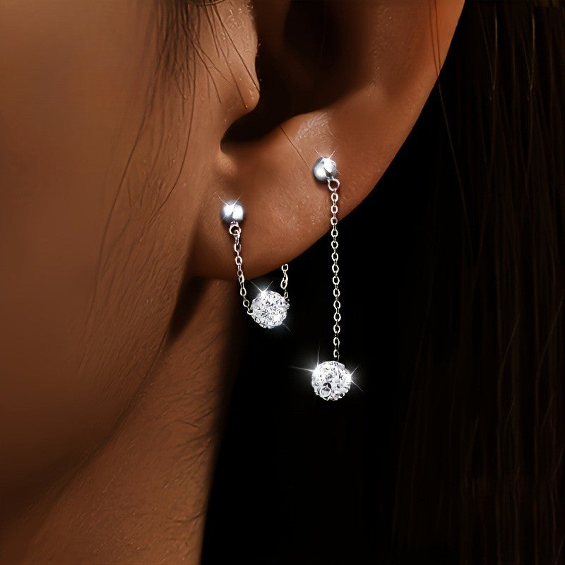 Crystal Ball Chain Drop Earrings