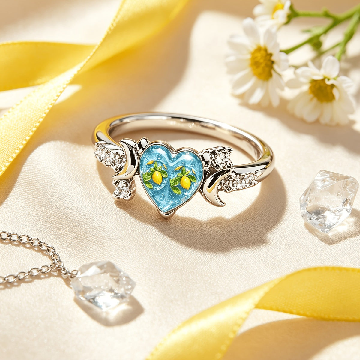 Lemon Heart Crystal Ring