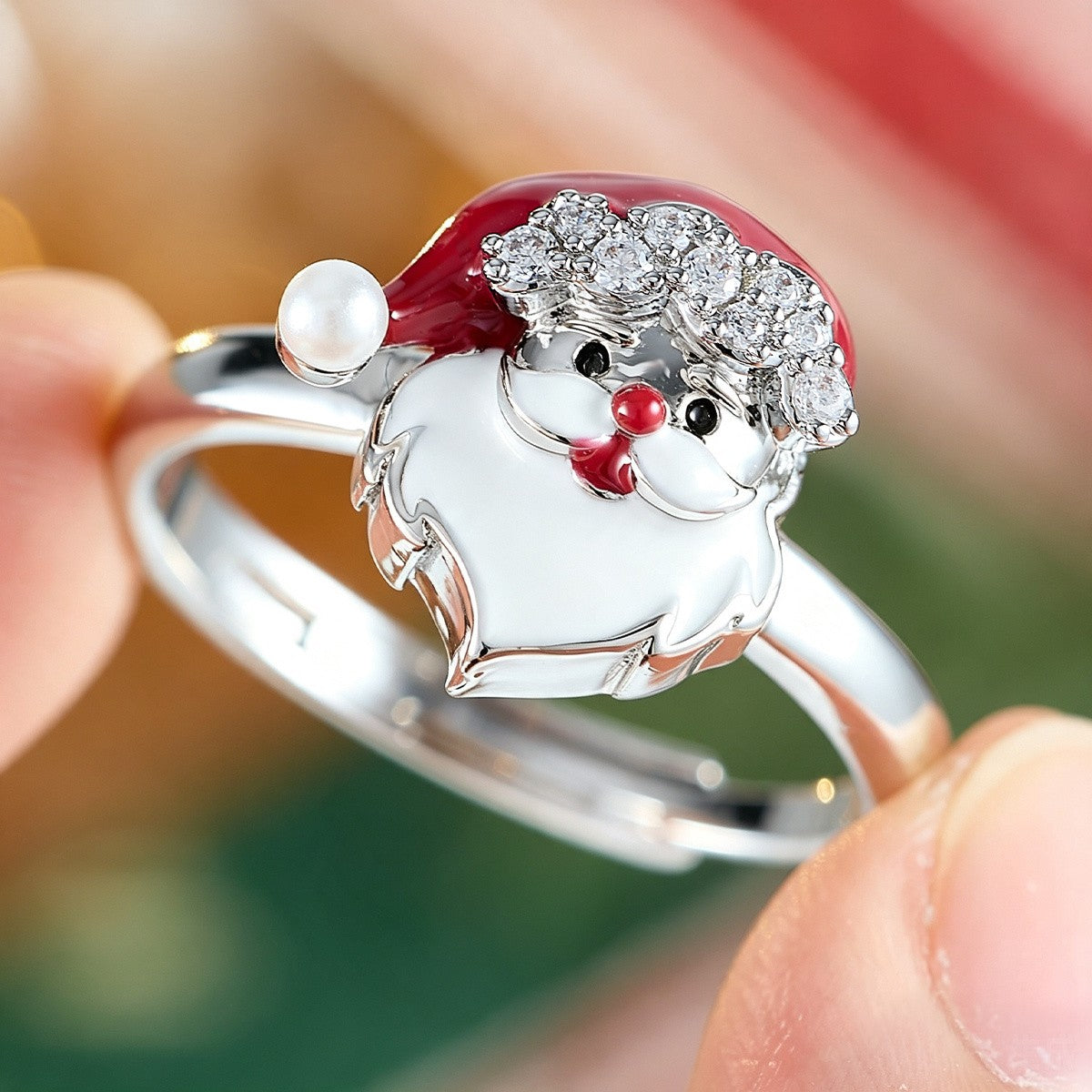 Crystal Santa Claus Enamel Ring