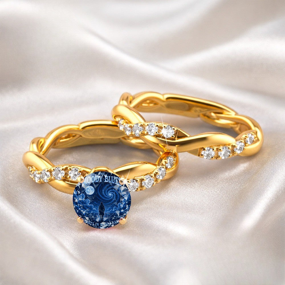 Blue Spiral Moon Ring
