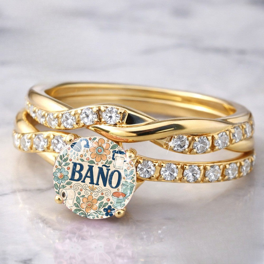 Floral Bathroom Sign Ring