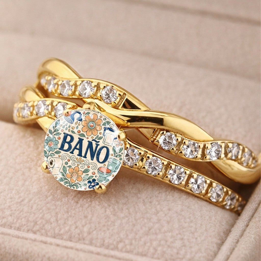 Floral Bathroom Sign Ring