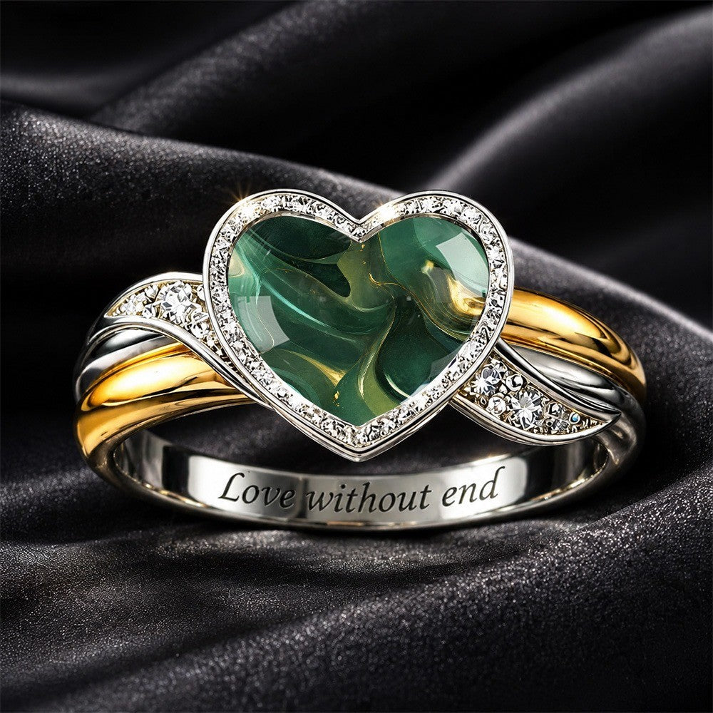 Green Heart Statement Ring