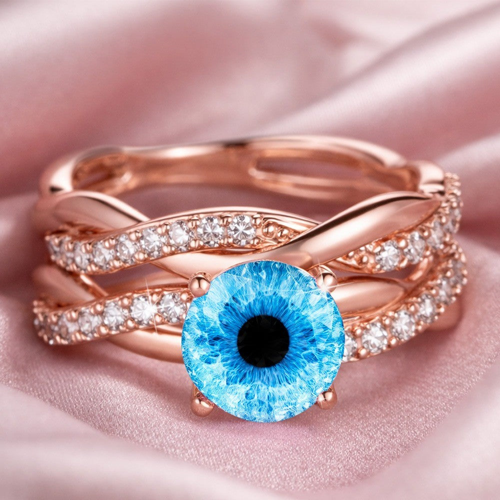 Blue Eye Twisted Band Ring
