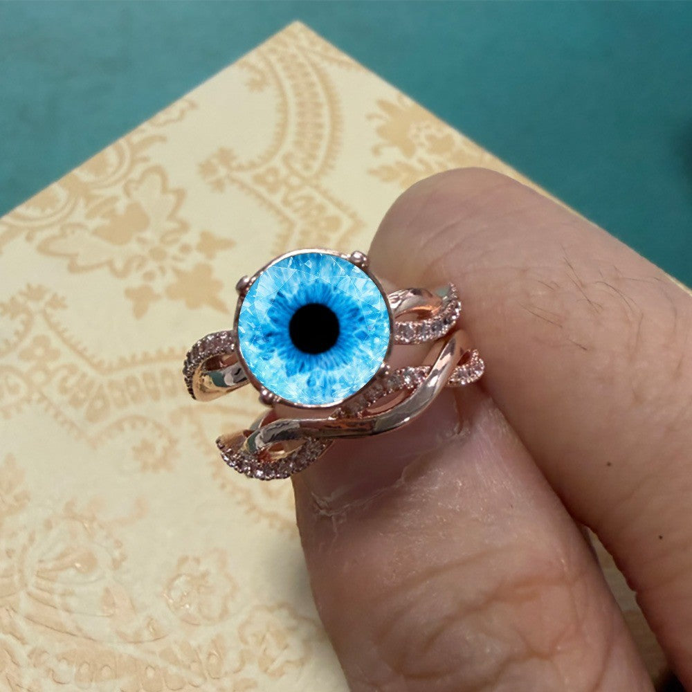 Blue Eye Twisted Band Ring