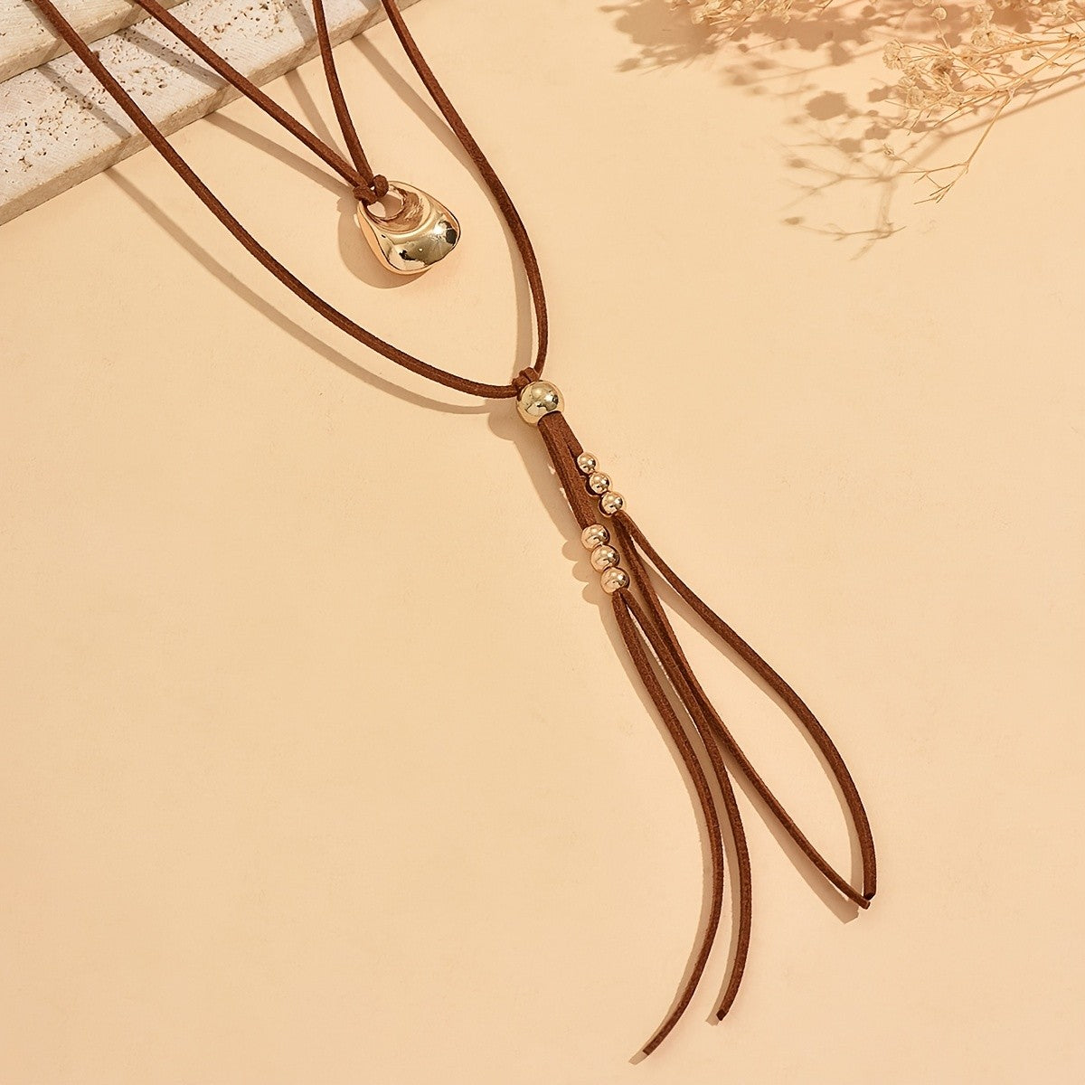 Brown Tassel Lariat Necklace