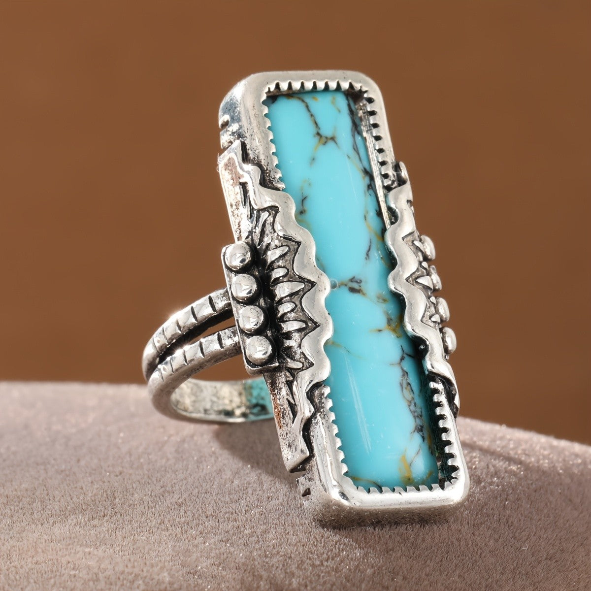 Rectangular Turquoise Statement Ring