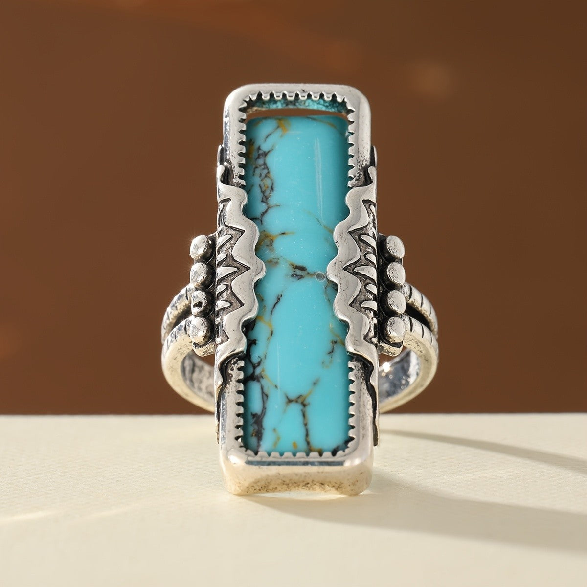 Rectangular Turquoise Statement Ring