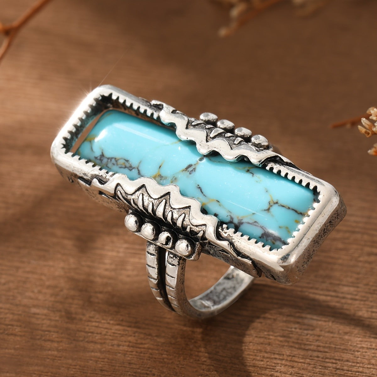 Rectangular Turquoise Statement Ring