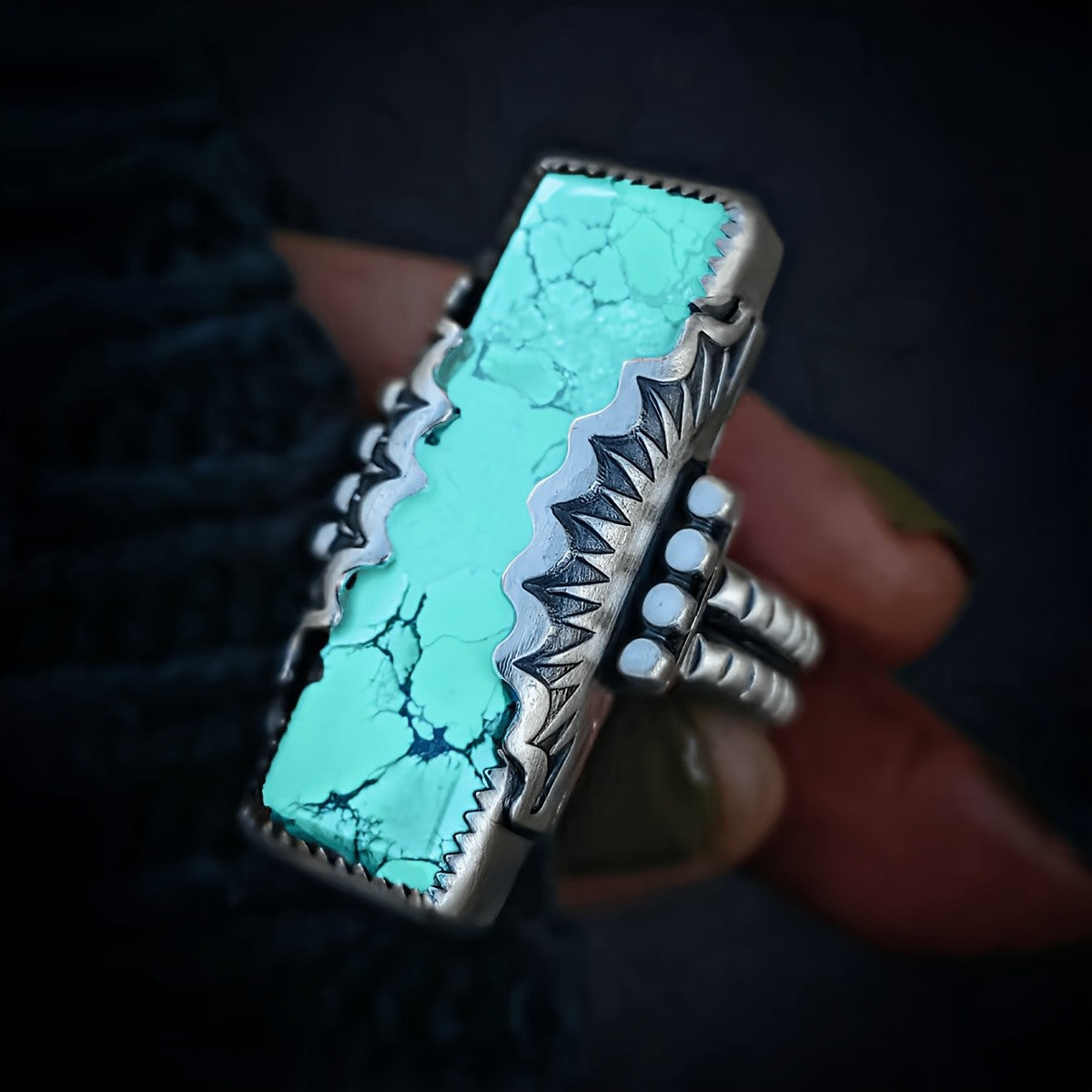Rectangular Turquoise Statement Ring